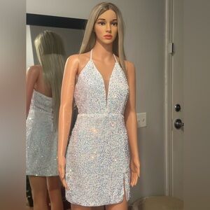 chic dress with sequins size L